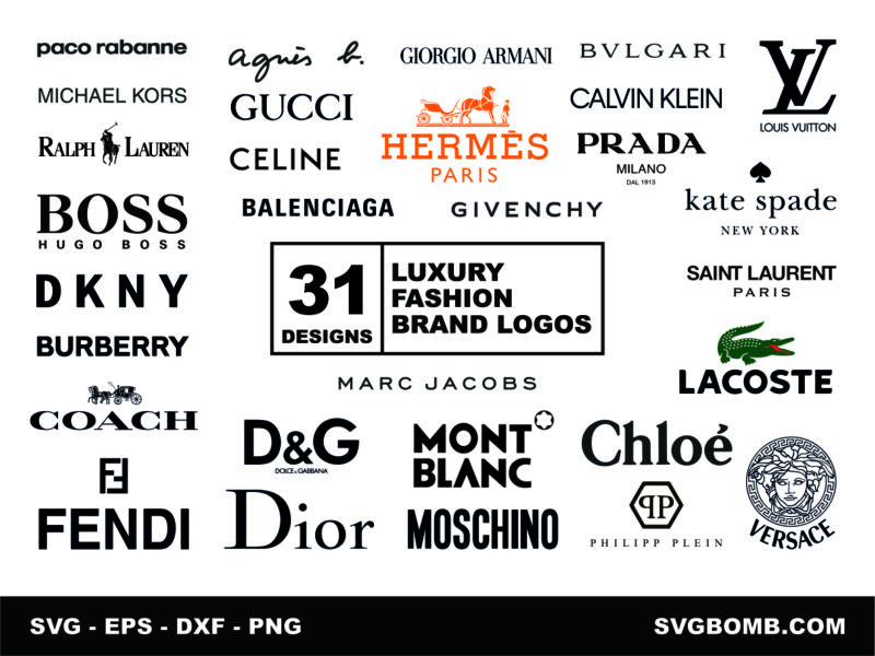 Bundle of Fashion Brand Logos Luxury SVG Files for Cricut, Silhouette, and Cutting Machines - Louis Vuitton, Chanel, Gucci, Balenciaga, Dior