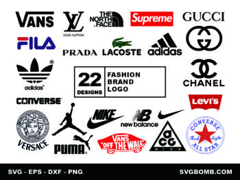 Fashion Brand Logo Bundle SVG Files for Brand Logos, Cricut, Silhouette, Cut File - Nike Vector, Louis Vuitton, Jordan, Supreme, Chanel