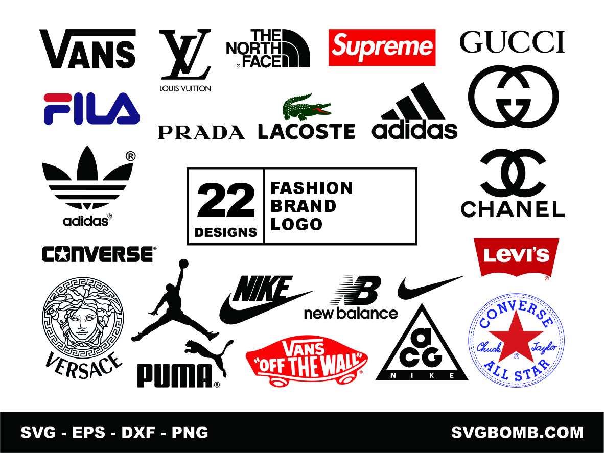 Fashion Brand Logo Bundle SVG Files for Brand Logos, Cricut, Silhouette ...