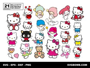 Hello Kitty SVG Bundle for Cricut or Silhouette Cameo DXF PNG EPS