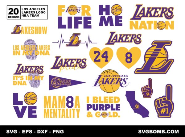 Lakers SVG Bundle Los Angeles Lakers Logo, NBA Team Vector, Lakers Nation Shirt, Lakers Cricut, Basketball Cut Files, Mamba Mentality, Lakers DNA