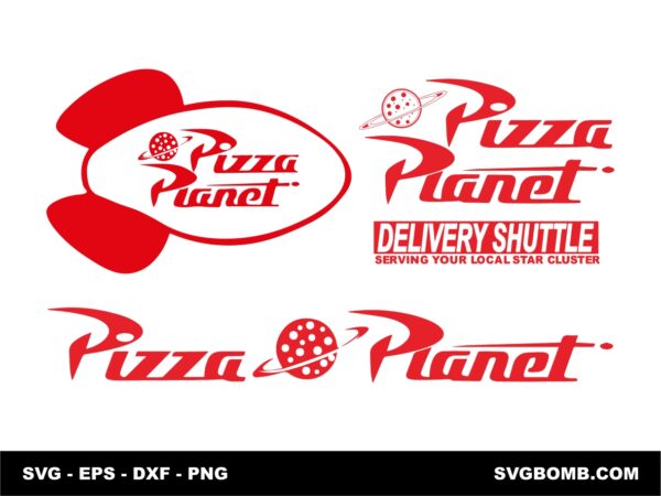pizza planet svg bundle logo cut file, instant download - toy story svg, delivery shuttle for your local star cluster