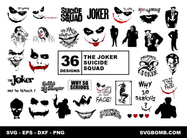 SVG Cut Files for The Joker, Batman, Suicide Squad - svgbomb.com