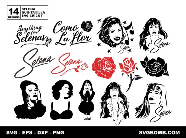 Selena Quintanilla SVG Cricut Bundle, Como La Flor Cut File, Anything For Selenas, Selena Tribute EPS and Clipart More