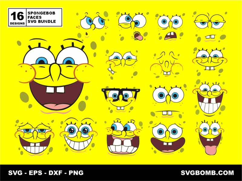 spongebob faces svg bundle
