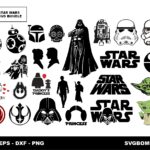 Star Wars SVG Bundle, Star Wars Vectors, Yoda Cut Files, Darth Vader Cricut, Silhouette, Skywalker, Han Solo, Princess Leia