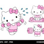 3 Hello Kitty exercising in the gym, Funny SVG Cricut Project