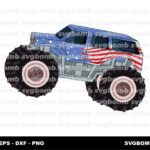 American Monster Truck SVG Vector Image, Monster Truck Cricut Cut Files, PNG file