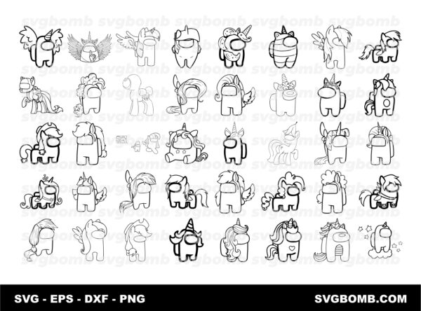 Among Us Monster and Creatures - Outline SVG DXF PNG EPS