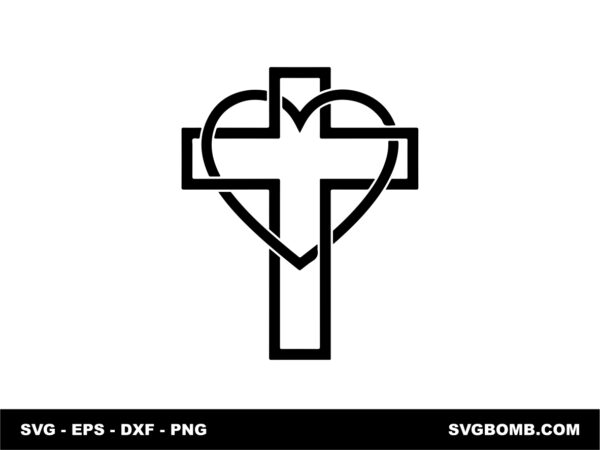 cross with heart love religion god svg for cricut