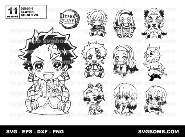 Demon Slayer Chibi Characters SVG EPS Vector