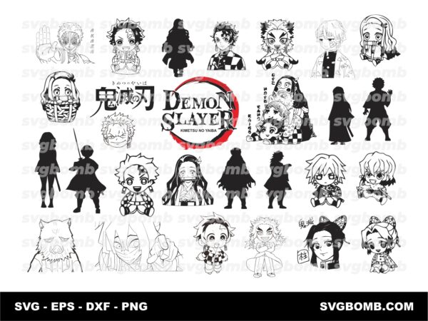 demon slayer cricut svg bundle, demon slayer characters svg, anime svg bundle, anime manga eps vector