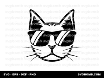 Funny Cat SVG, Cricut Nerdy Cat in Eyeglasses Cat Glasses Kitten Kawaii PNG