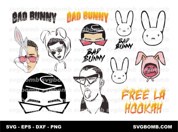 Bad Bunny Logo SVG, Vector, Png, Vinyl. Free La Hookah Cut File for Cricut and Silhouette.
