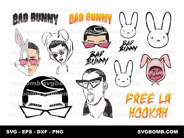 bad bunny logo svg, vector, png, vinyl. free la hookah cut file for cricut and silhouette.