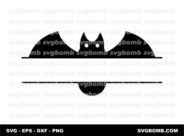 Bat Split Name Frame Halloween Monogram Cricut