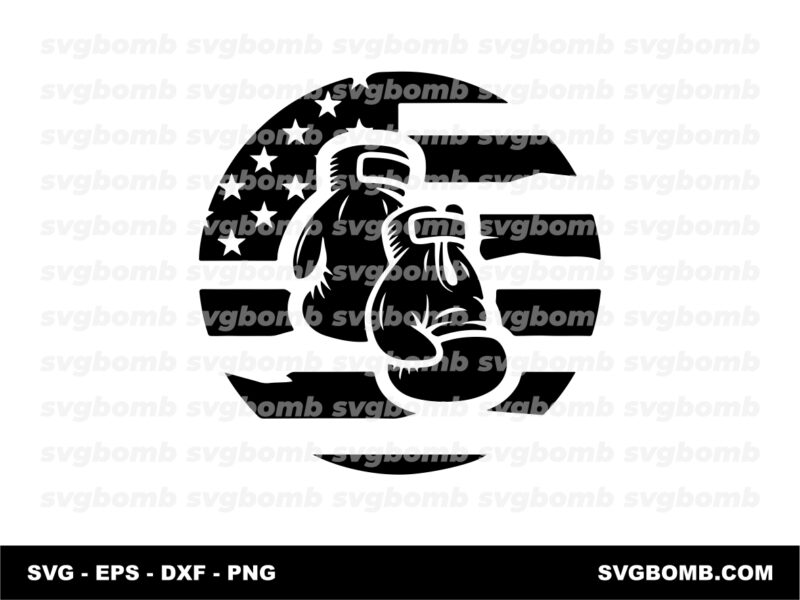 Boxing Gloves with US Flag SVG DXF PNG EPS
