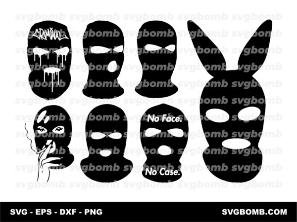 criminal mask bundle - ski mask svg - cut files - png - vector