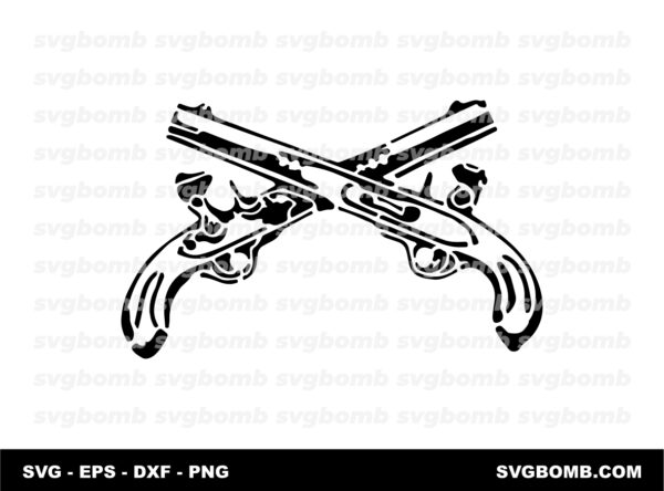 Cross Pistol SVG Clipart Stencil Version