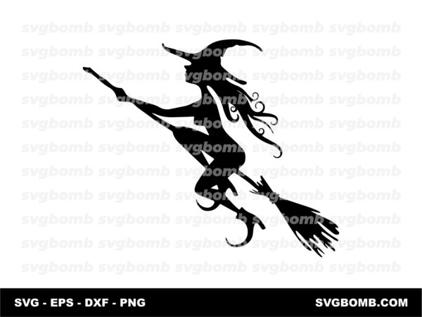 cute witch silhouette svg instant download