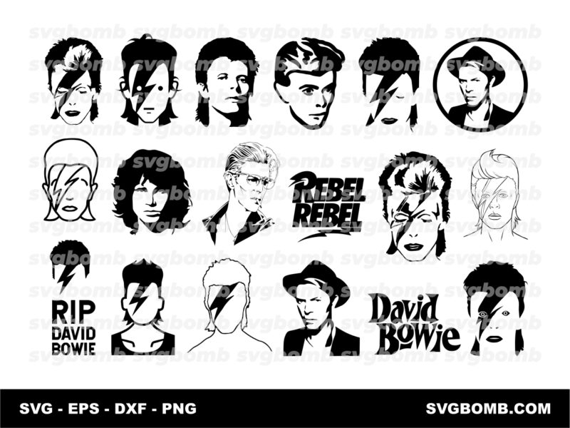 David Bowie SVG - Ziggy Stardust - Vector - Stencil