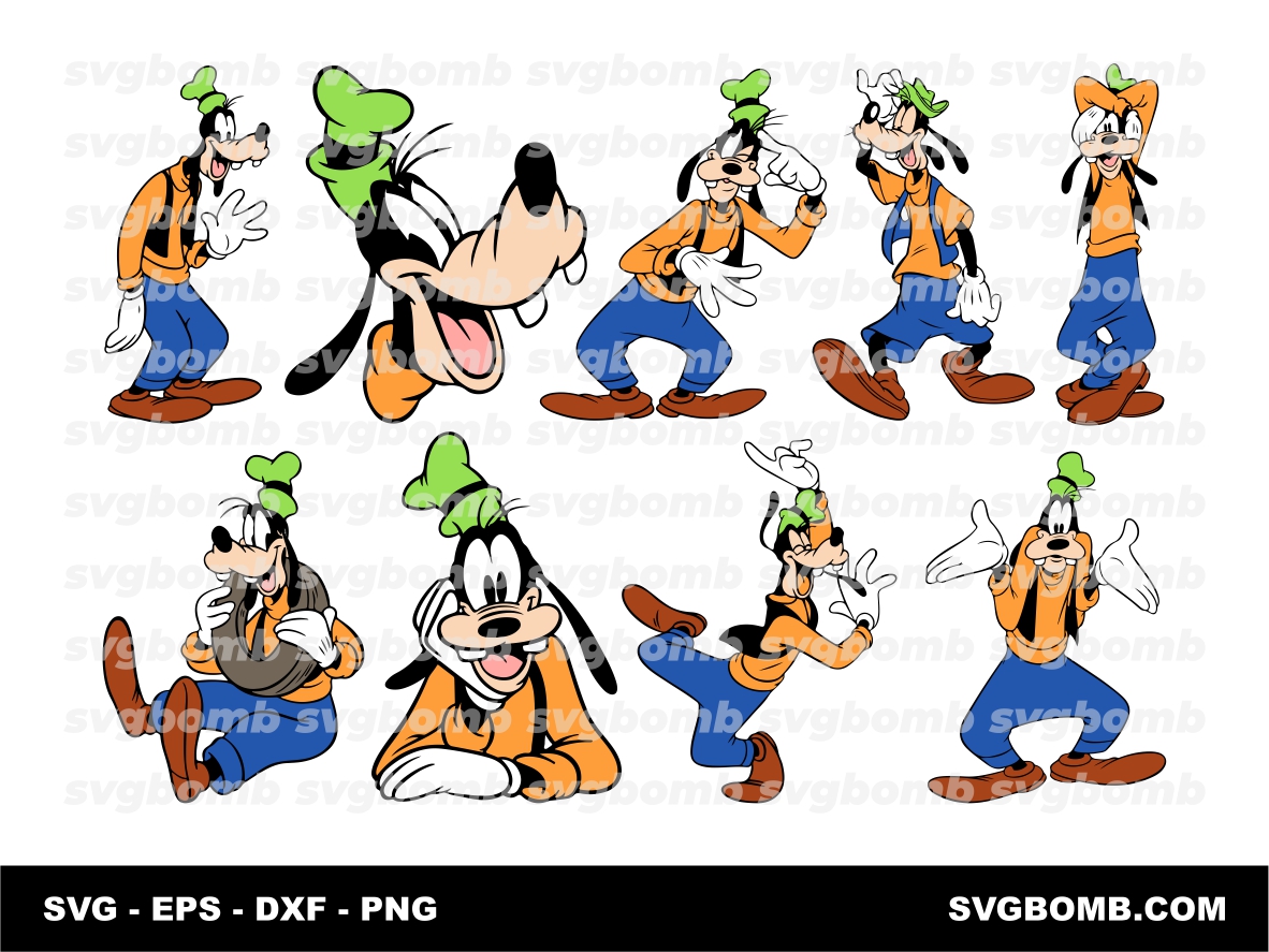 Goofy SVG Files Bundle – Cartoon Disney Bundle SVG – Layered