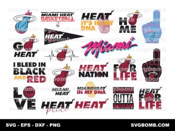 Miami Heat SVG Bundle - NBA Team - Logo Cricut - Vector - PNG