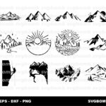 Mountain SVG Bundle for Commercial Use, Mountain Wall Art for Sale, Nature-inspired Designs for Outdoors