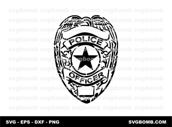 Police Badge SVG Vector Stencil Version | svgbomb.com