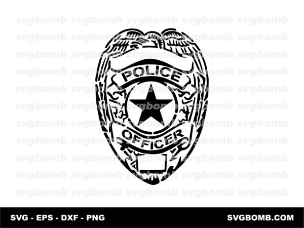 Police Badge SVG Vector Stencil Version