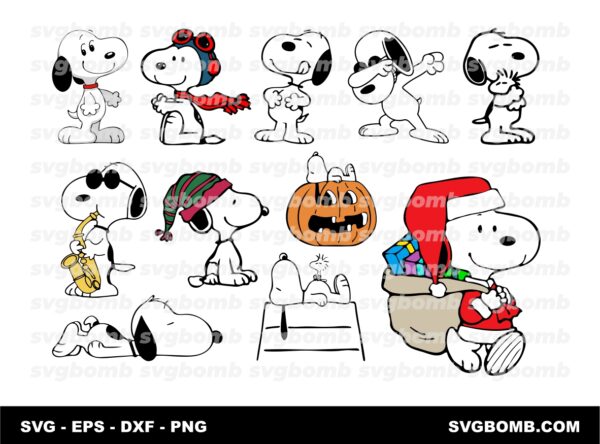 Snoopy SVG Bundle - Halloween - Outline - Snoopy Holiday PNG