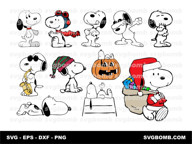 Snoopy SVG Bundle - Halloween - Outline - Snoopy Holiday PNG