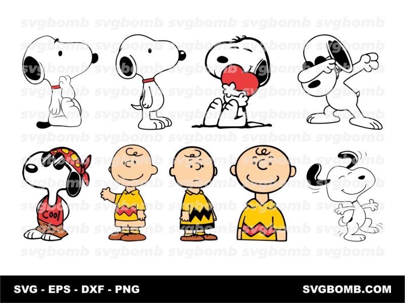 Snoopy SVG Cartoon Bundle, Peanuts, Clipart, Snoopy Cricut, PNG