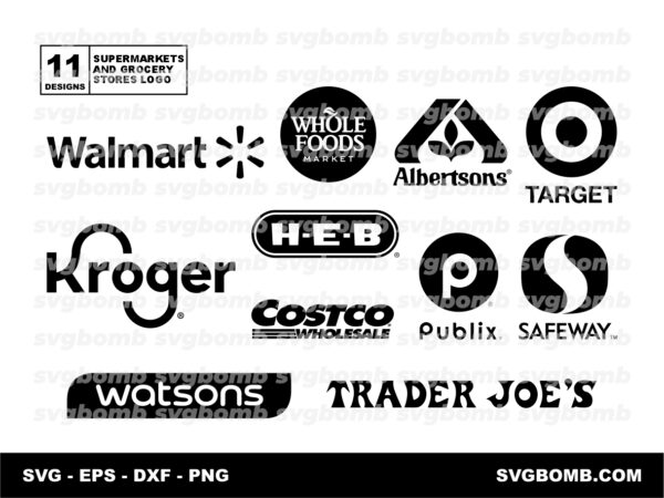 supermarkets and grocery stores logo bundle