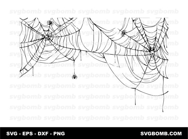 Halloween spiderweb background with spiders SVG