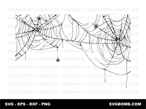 Halloween Spiderweb Background With Spiders SVG