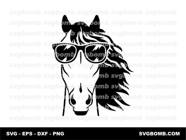 horse svg cricut face with sunglasses