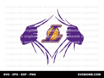 Los Angeles Lakers Basketball Superman Ripped SVG PNG EPS Vector