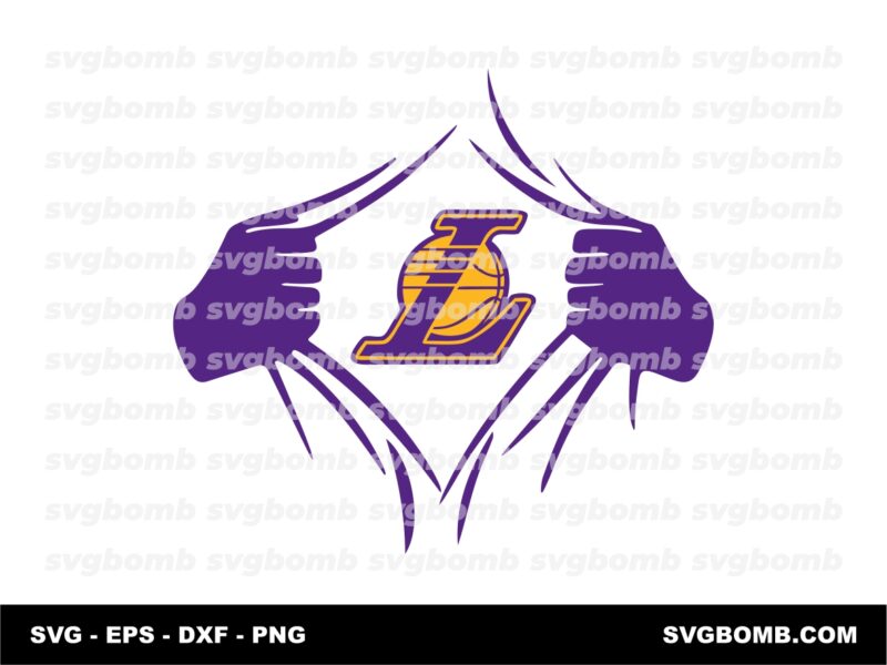 Los Angeles Lakers Basketball Superman Ripped SVG PNG EPS Vector