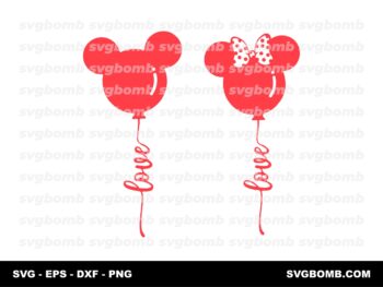 Mickey Mouse Balloon SVG, Mouse Love Valentine's Day