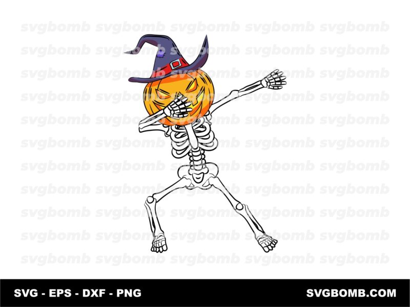 Skeleton like a boss Halloween Pumpkin Head Dance SVG Clipart