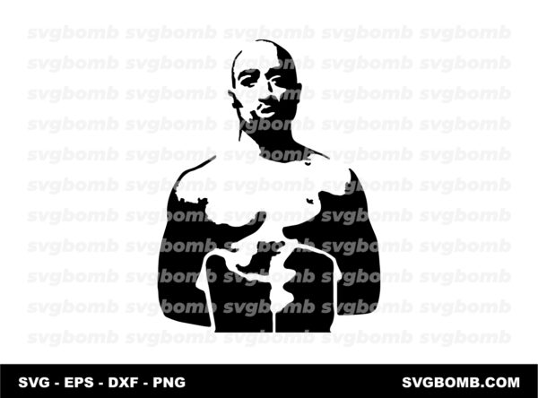 Tupac SVG Black Silhouette Stencil