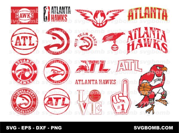 Atlanta Hawks NBA logo in vector format. Includes SVG, EPS, and PNG files for instant download