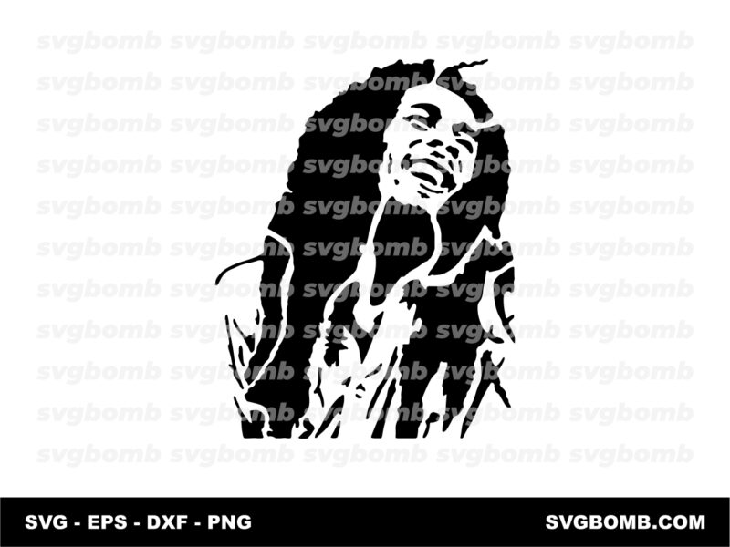 Bob Marley Clipart SVG Stencil Version