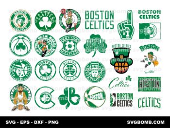 Boston Celtics NBA logo in vector format, including SVG file, vector image, clipart, and basketball bundle