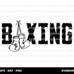 Boxing SVG, Boxing Text with Glove Image Graphic Download