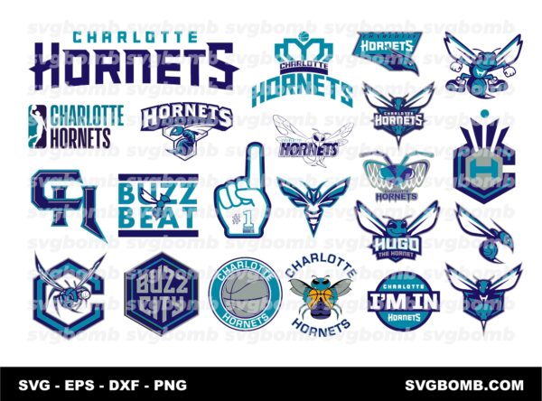 Hornets SVG files for Silhouette and Cricut. Includes SVG, DXF, EPS, and PNG formats for instant download