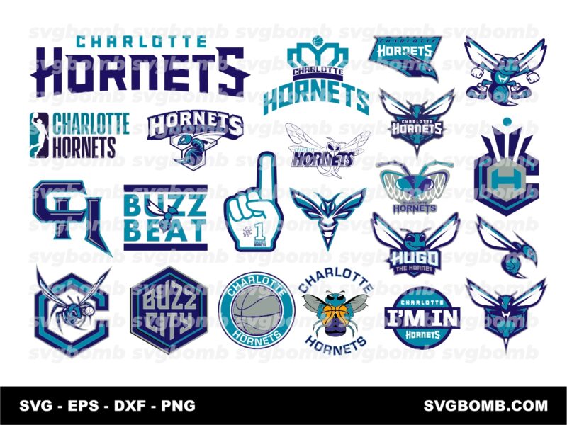 Hornets SVG files for Silhouette and Cricut. Includes SVG, DXF, EPS, and PNG formats for instant download