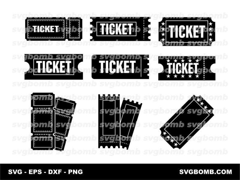 Ticket SVG Bundle, Ticket Silhouette, Blank Ticket Set