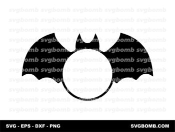 Bat Round Name Frame Halloween Monogram